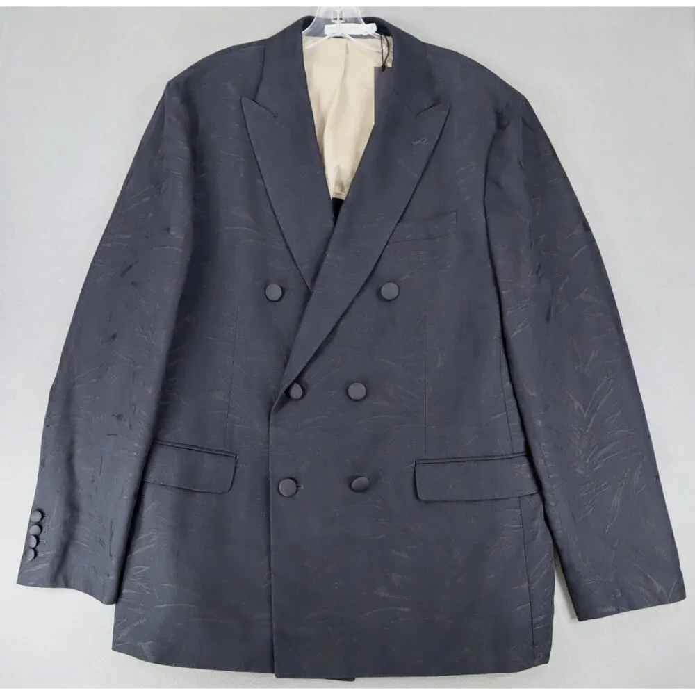 Banana Republic Blazer Men 46L Sport Coat Tailored Slim Fit Double Breast Floral